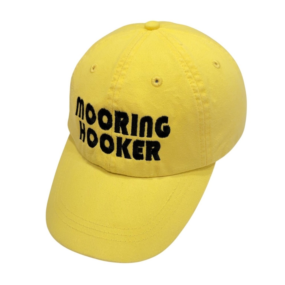 Mooring Hooker Sidney's Jost Van Dyke BVI Adams Dad Hat Yellow Strap Back Cotton